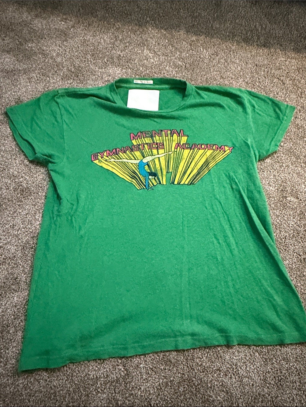 MOTHER Green Short-Sleeve Tee with Yellow & Blue Graphic size XS